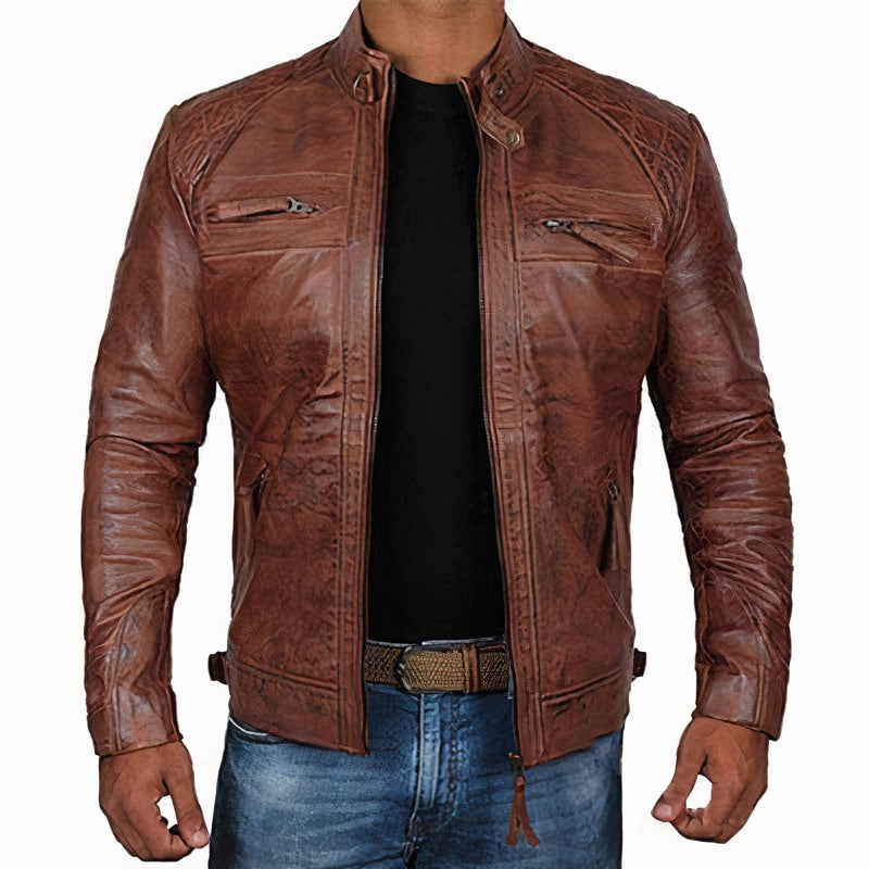 Men's Robust Motorcycle Jacket Zipper Pockets