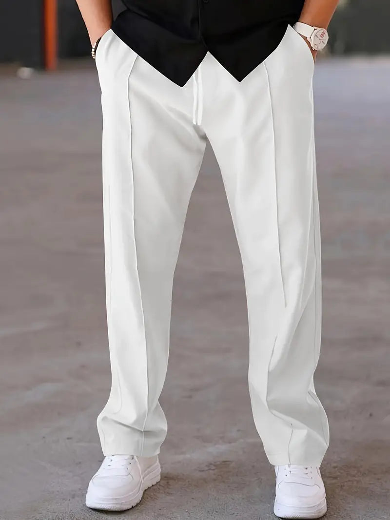 Men's Pleated Trousers Comfortable Loose Fit