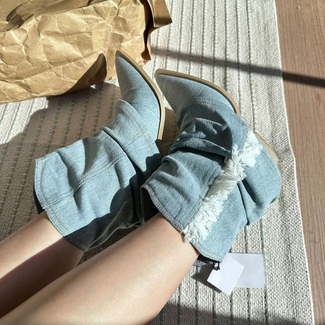 Fashionable Denim Boots for Women
