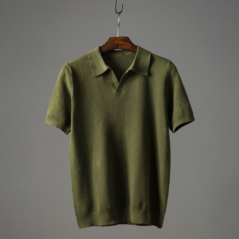 Short Sleeve Polo Shirt V-Neck Modern