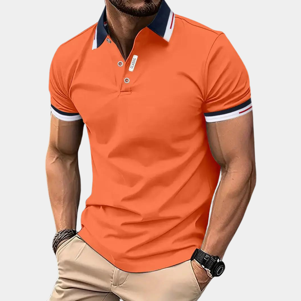 Herren Polo Shirt Orange Kurzarm Modern - IdealeKleiden