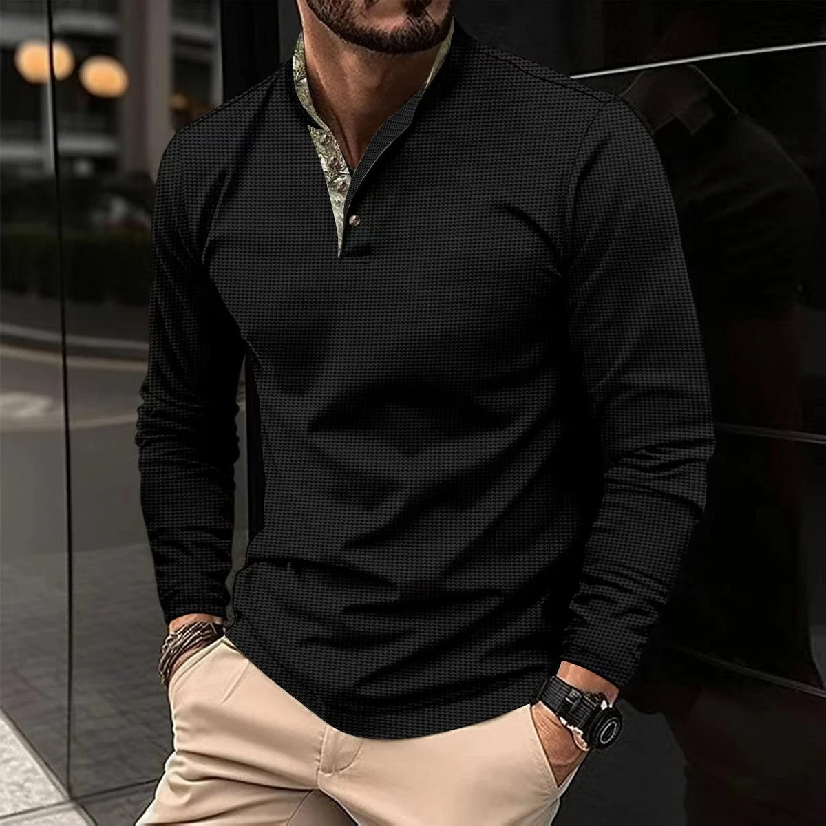 Men's Classic Long-Sleeved Polo Shirt