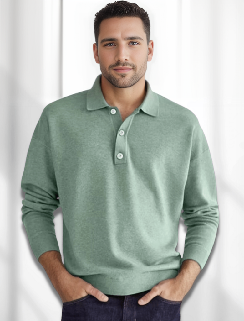 Men's Long Sleeve Polo Shirt Modern Style