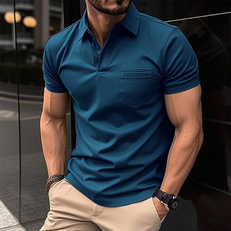 Men's Short-Sleeve Polo Shirt with Chest Pocket