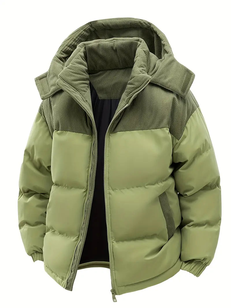 Men's Warm Winter Puffer Jacket with Hood