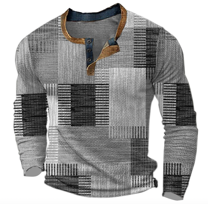 Men's Long-Sleeved Half-Button Pullover