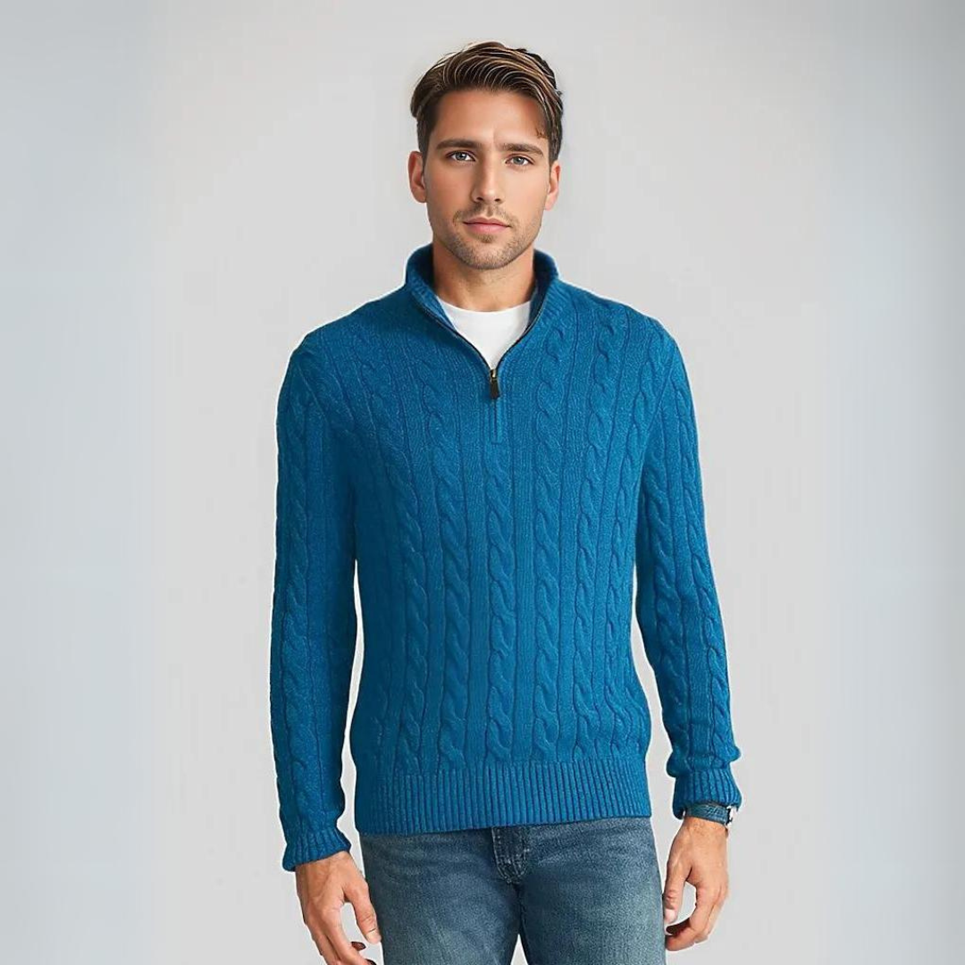 Men's Quarter-Zip Cable Knit Sweater