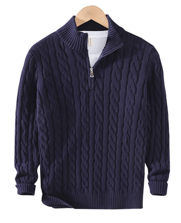 Men's Cable Knit Jumper with Zip