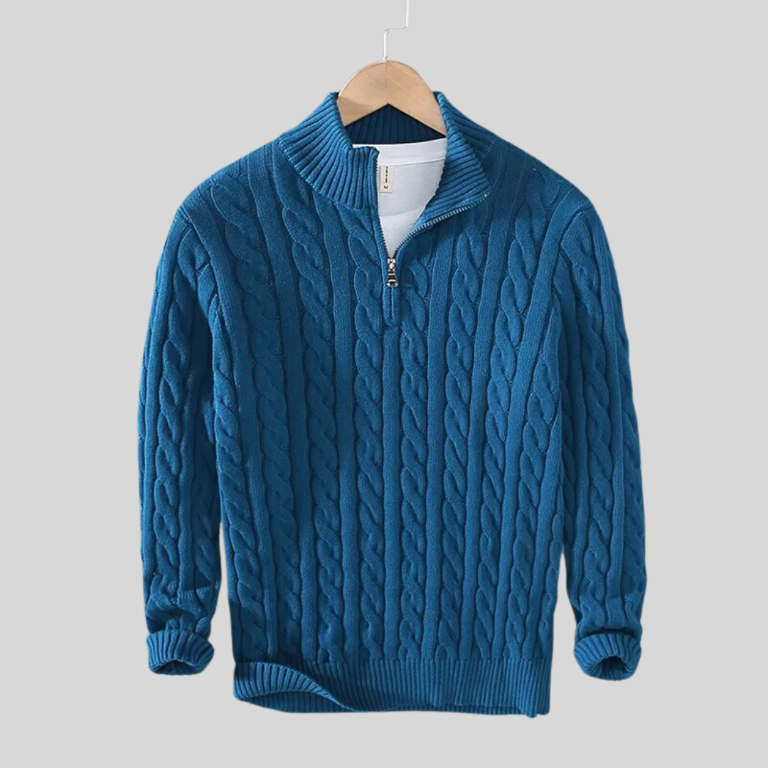 Men's Quarter-Zip Cable Knit Sweater