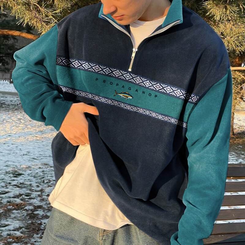 Men's Casual Oversized Quarter-Zip Sweatshirt