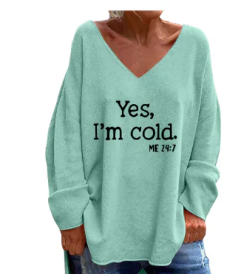 Women's Oversized V-Neck Sweaters Trendy