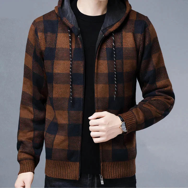 Men's Plaid Hooded Jacket Modern
