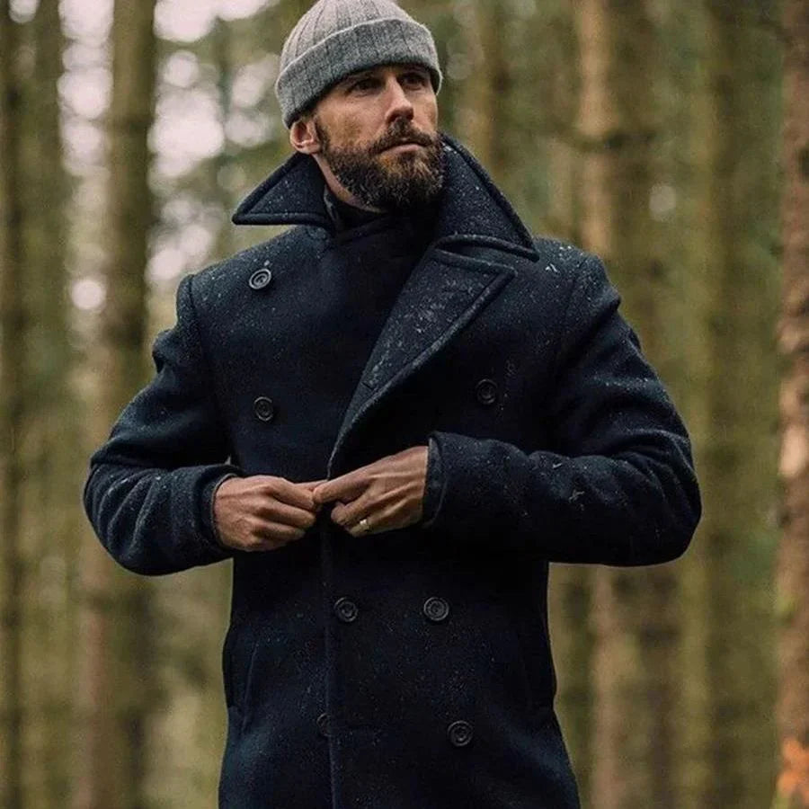 Men's Wool Winter Coat Elegant Black