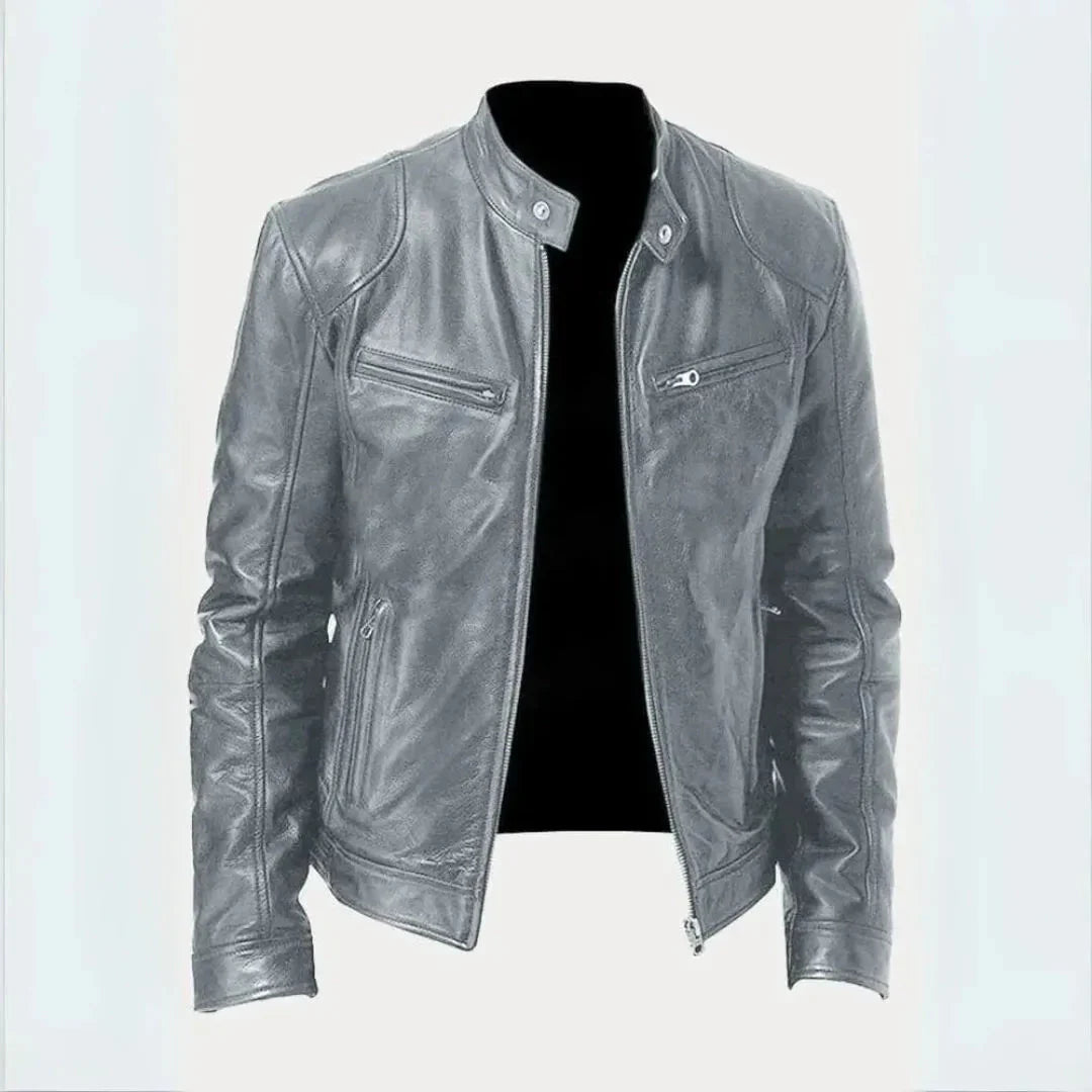Leather Motorcycle Jacket Stylish Black