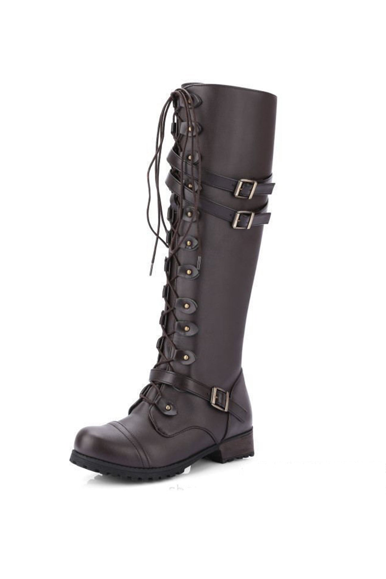 Knight boots with studs and buckle