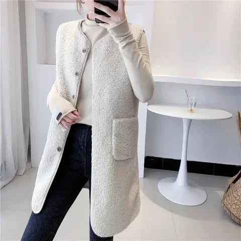 Women's Elegant Wool Vest With Pockets