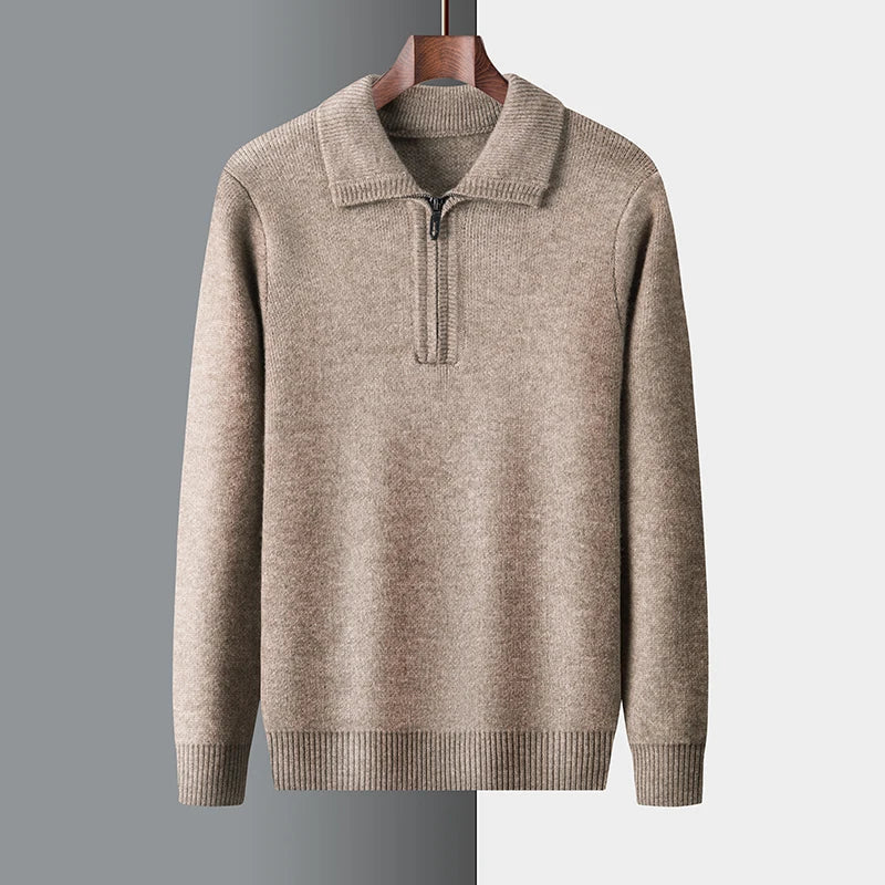 Men's Knitted Jumper Winter Warm Half-Zip