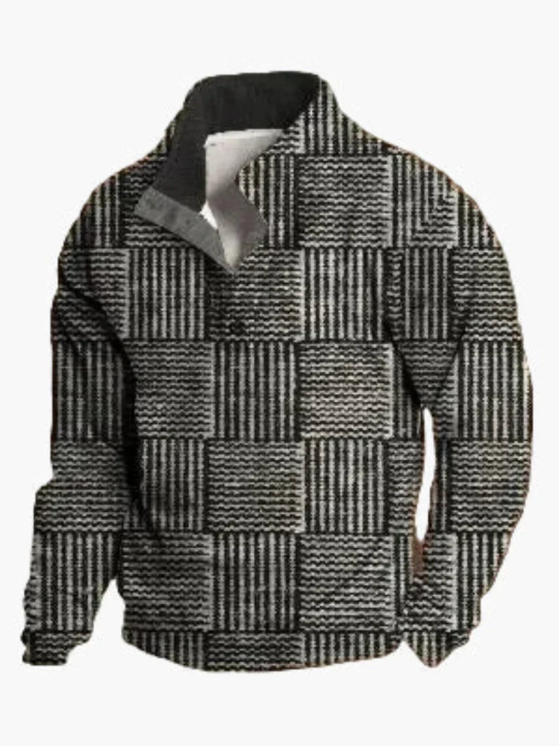 Retro Cowboy Sweatshirt Western Style Stand-Up Collar
