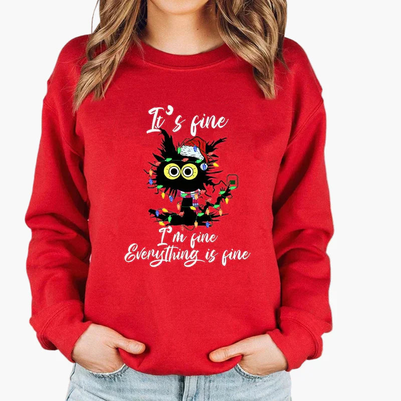 Christmas Sweater Cat String Lights - Funny Cat Jumper Winter