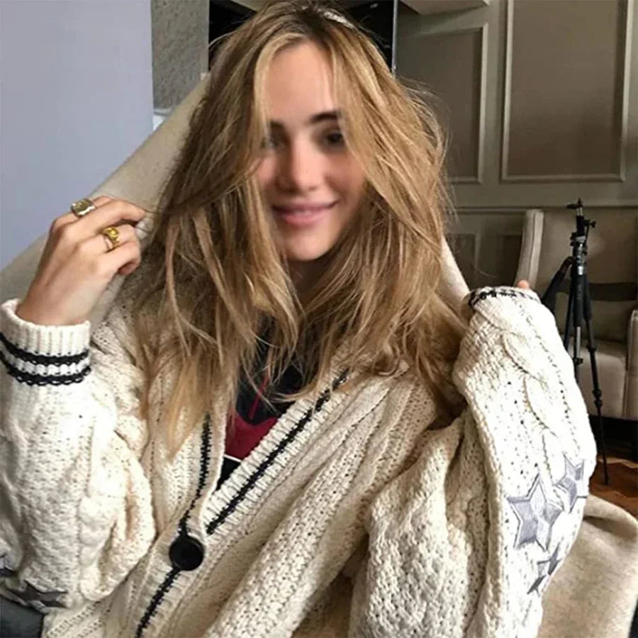 Autumn Cardigan Warm with Embroidery Design