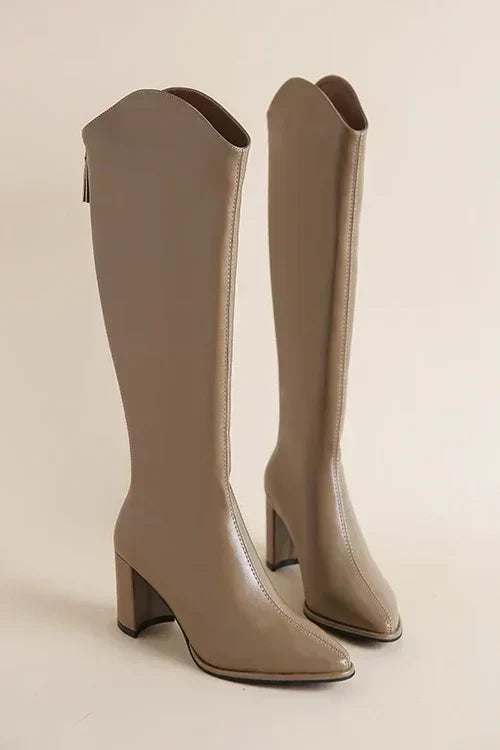 Women's Winter Boots Leather Knee-High