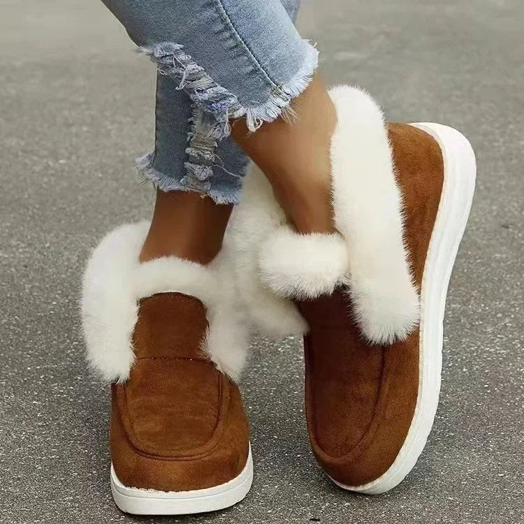 Women's Soft Velour Ankle Boots Plush Fur Lining