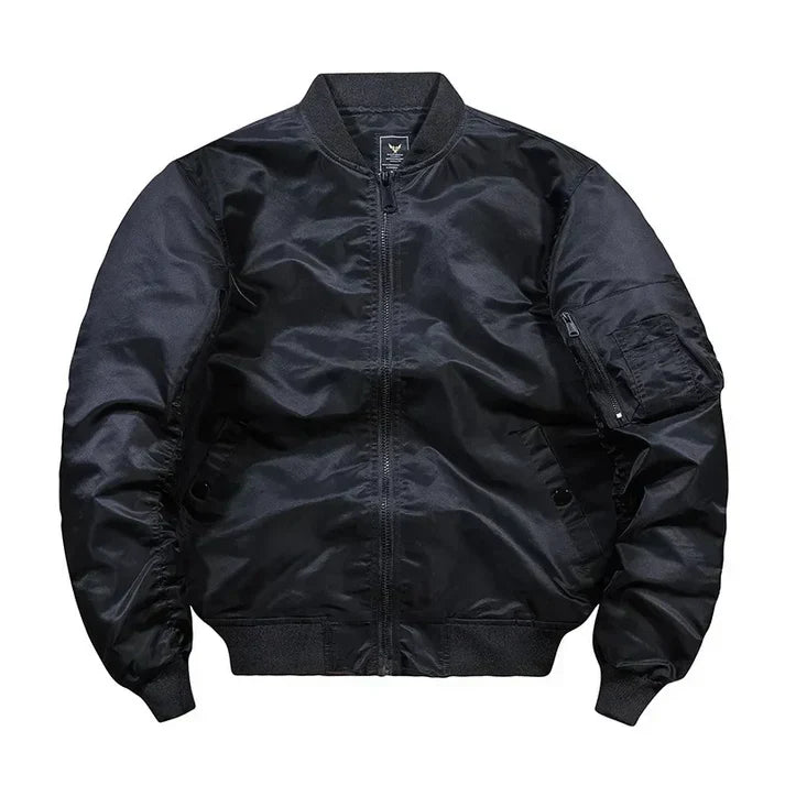 Leather bomber jacket aviator style