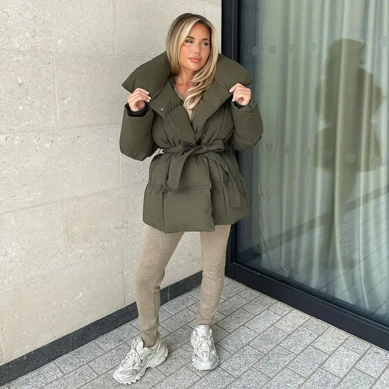 Fashionable Women's Jacket Short Stand-Up Collar Slim Fit