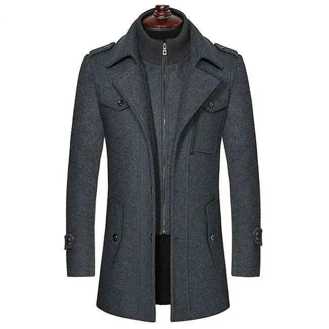 Men's Trench Coat Open Collar Elegant