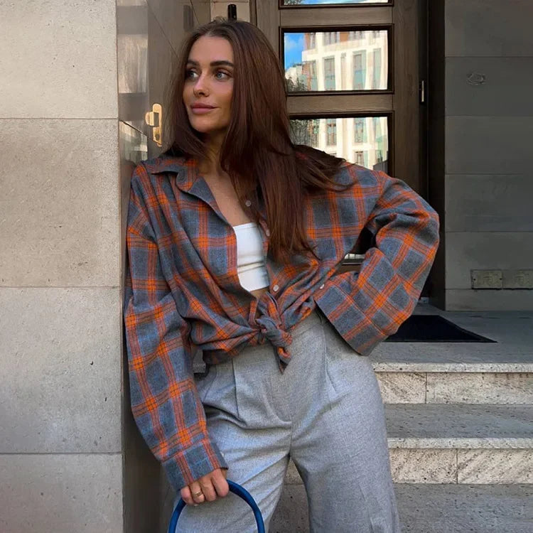 Long-Sleeve Plaid Relaxed Fit Shirt