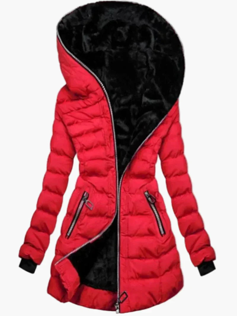 Winter Quilted Jacket Hood Asymmetrical