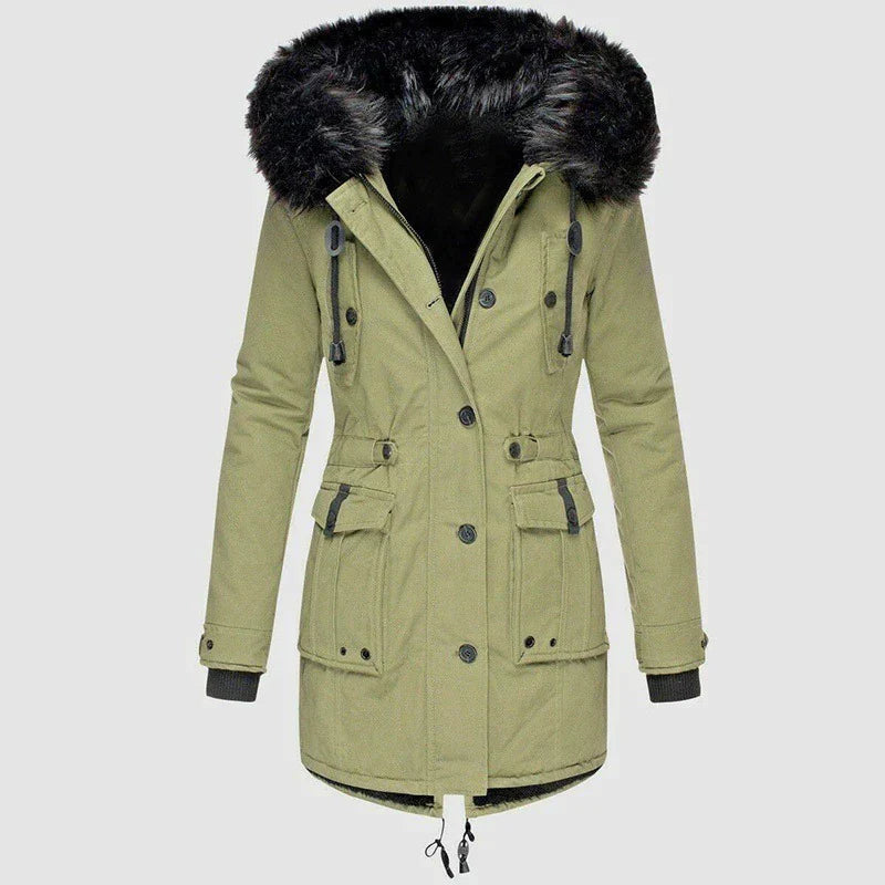 Women's Winter Jacket Warm Fur Hood