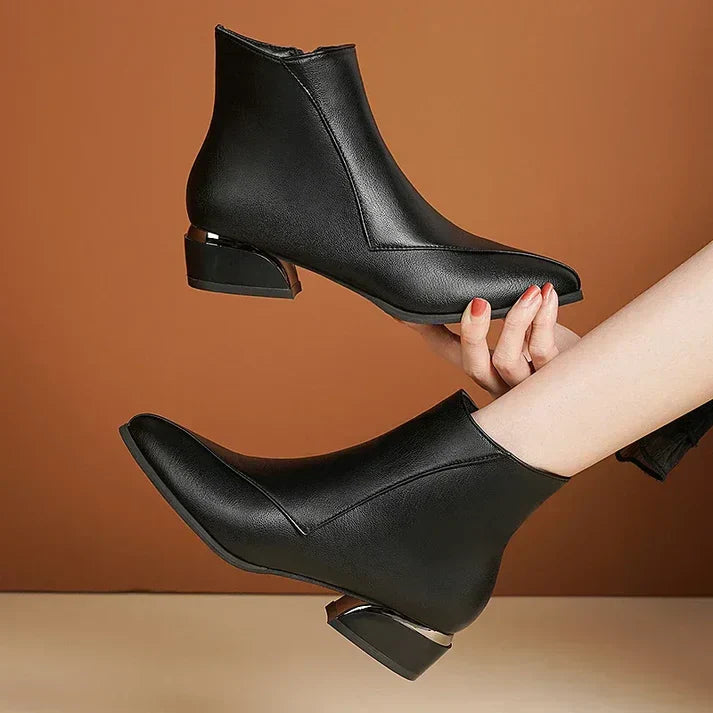 Stylish Ankle Boots With Zipper High-heeled