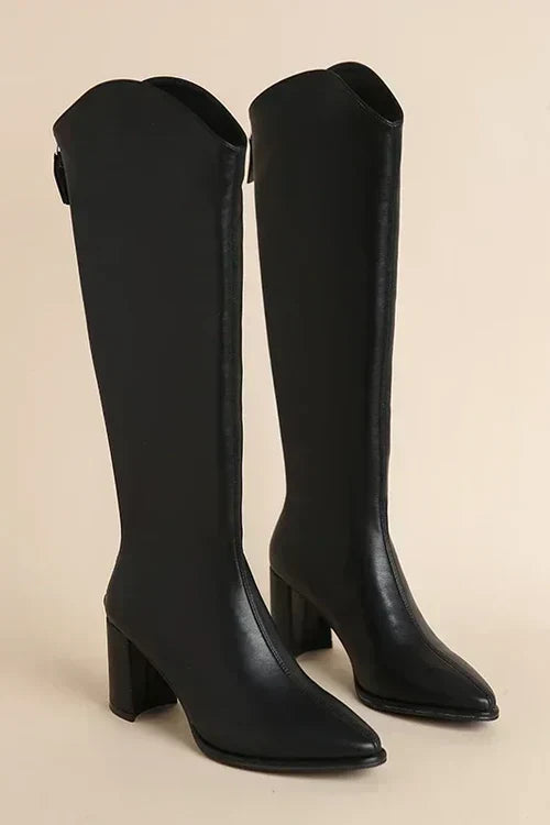 Stylish Boots Pointed Toe Midcalf Leather