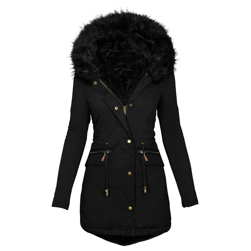 Soft Winter Jacket Hood Fur Collar Women