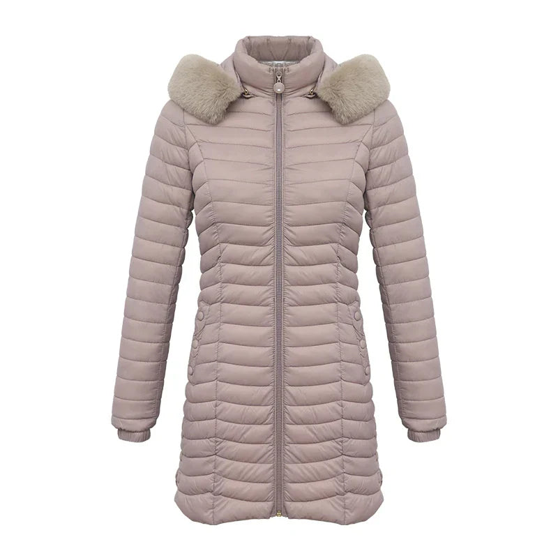 Elegant Slim Fit Winter Jacket with Fur Hood