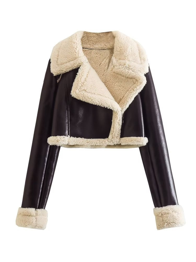 Elegant Women's Warm Leather Jacket