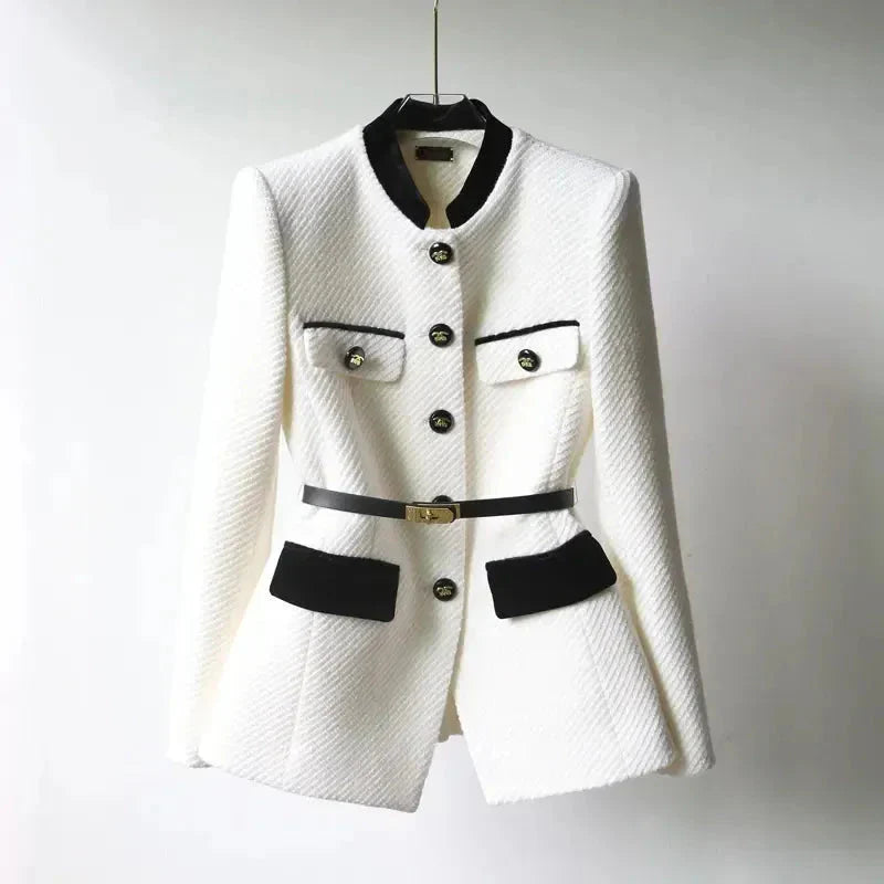 Classic belted tweed blazer