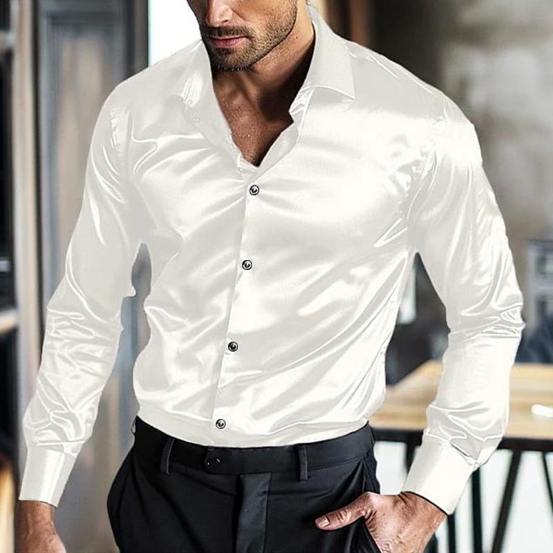 Satin Shirt Iron-Free Shiny Long-Sleeve