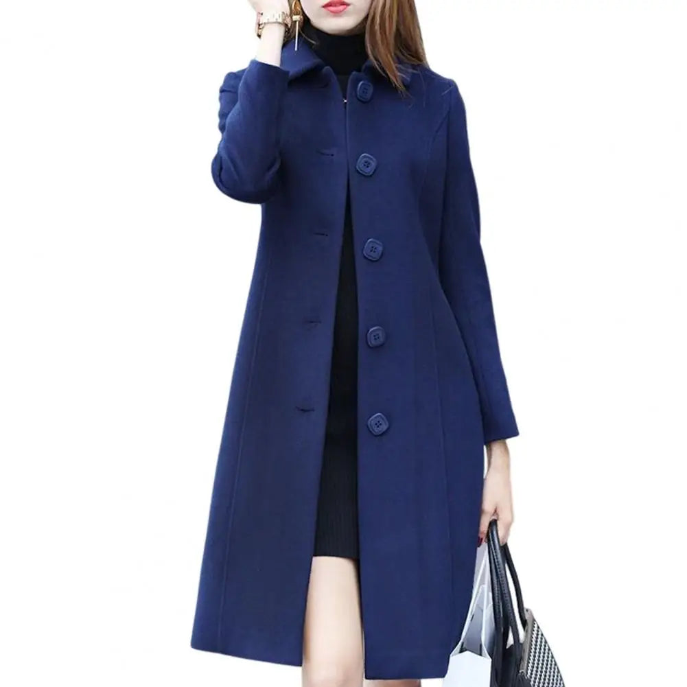 Women's Modern Wool Coat with Buttons