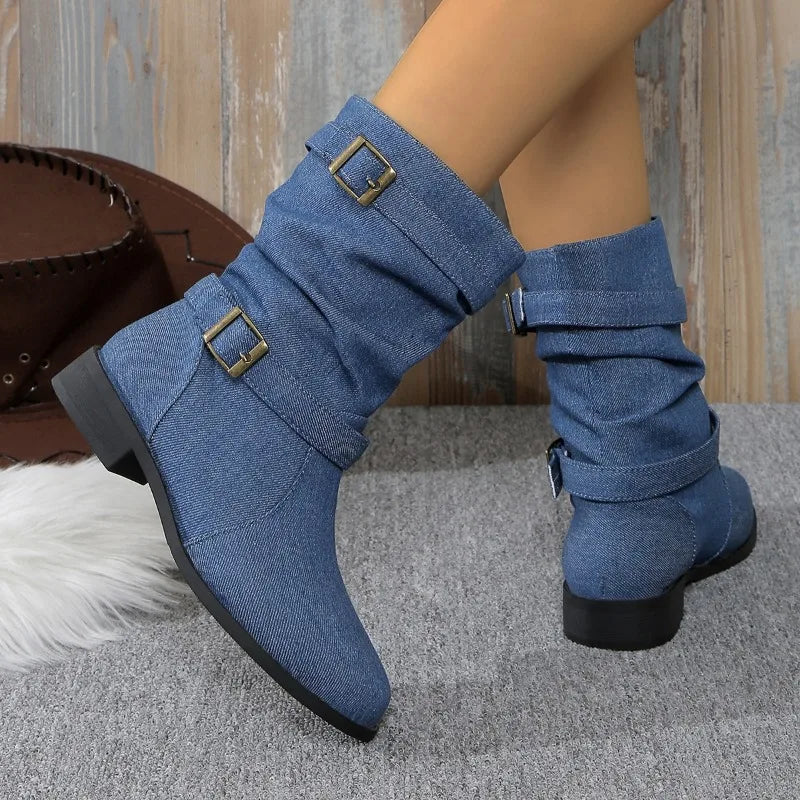 Fashionable Women's Denim Boots