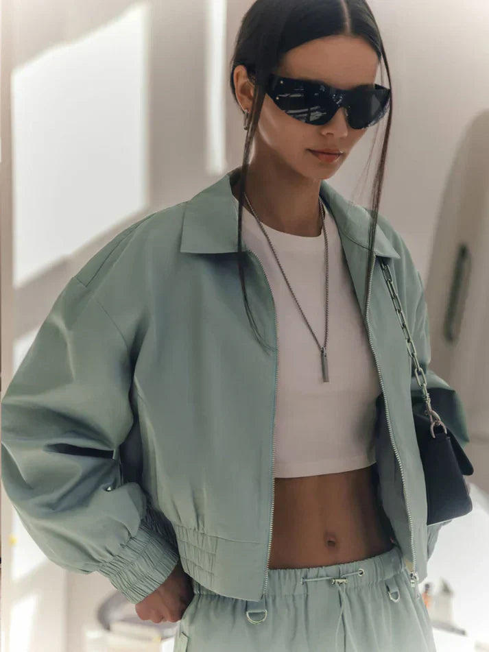 Kurze Mintjacke Frauen Elegant - IdealeKleiden