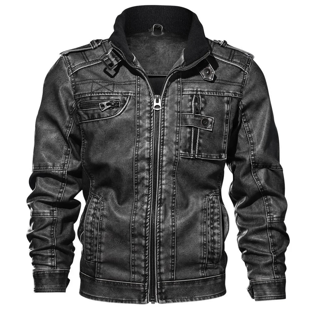 Stylish Men's Leather Motorcycle Jacket