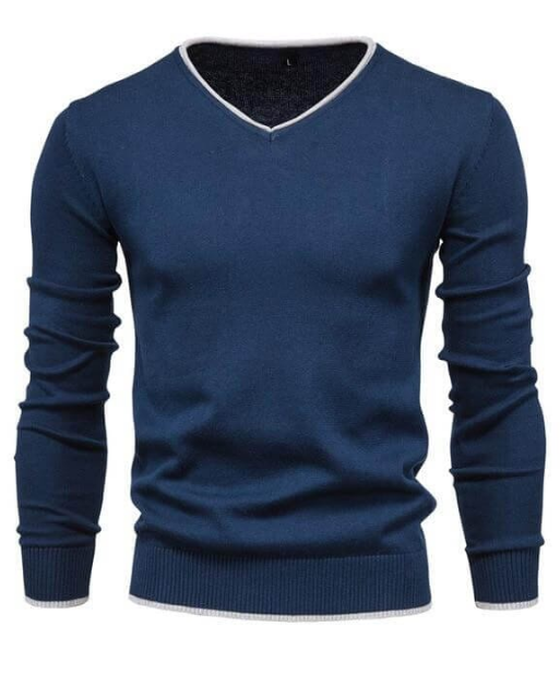 Elegant V-Neck Sweater in Luxurious Silver Grey