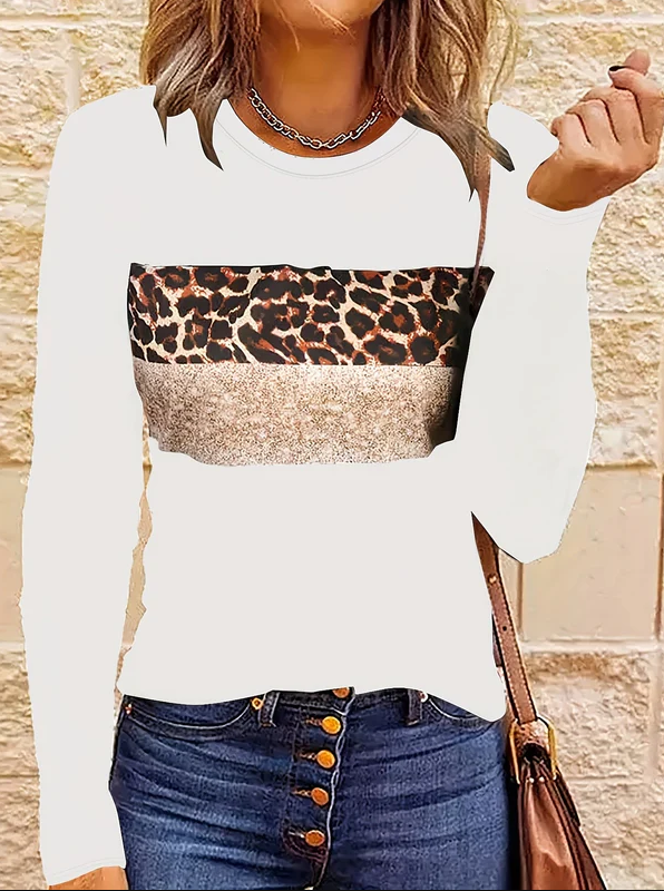 Women's Chic Leopard Print Long Sleeve Shirt