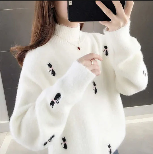 Soft Fluffy Turtleneck Sweater for Women