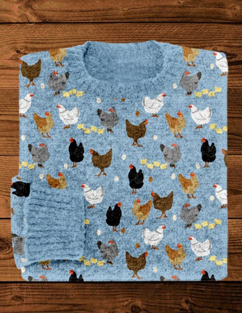 Seren - Retro Jumper with Chicken Motif