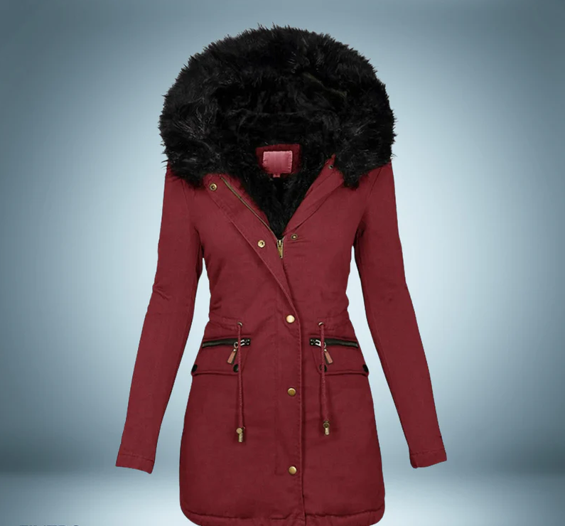 Stylish Women's Black Parka with Fur Trim