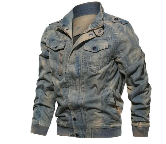 Men's Stand-Up Collar Denim Jacket Modern