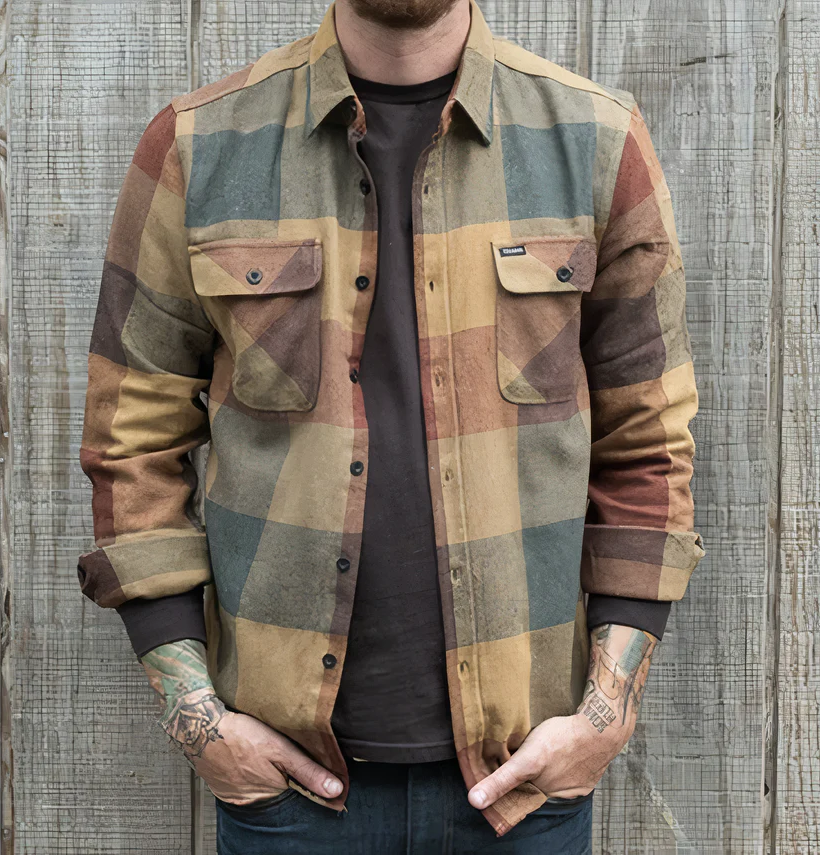 Herren Karohemd Vintage Langarm Retro - IdealeKleiden